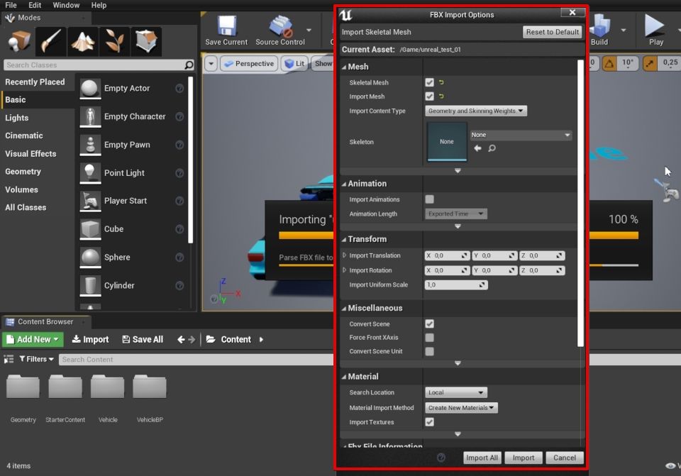 how to import blender models into unreal engine 4